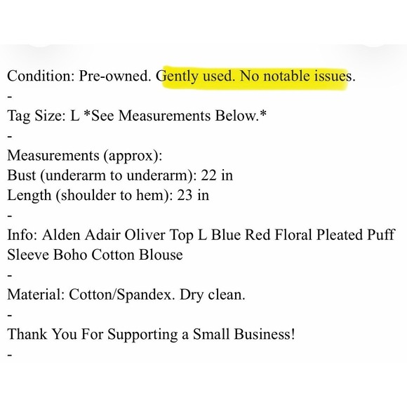 Alden Adair Oliver Top L Blue Red Floral Pleated Puff Sleeve Boho Blouse - Picture 12 of 12